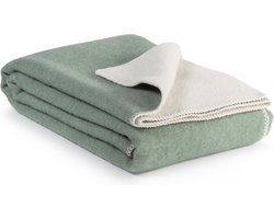 MoST - Cool Mint - 2-persoons omkeerbare bed deken - Nieuw-Zeelandse wol - 220 x 200 cm - mintgroen-wit