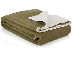 MoST - Hunter - 2-persoons omkeerbare bed deken - Nieuw-Zeelandse wol - 220 x 200 cm - groen-wit