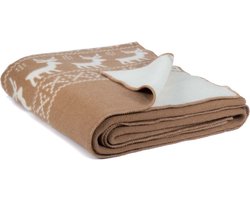 Most - Merino wollen bed deken Rendier - wit-beige - 2 persoons