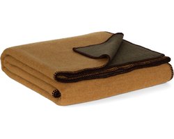 MoST - Mos & Mosterd - 2-persoons omkeerbare bed deken - Merino wol - 200 x 220 cm - groen-geel