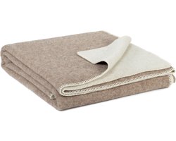 Most - Omkeerbare wollen bed deken Eco Fossil - 2-persoons - 200 x 220 cm - bruin-wit
