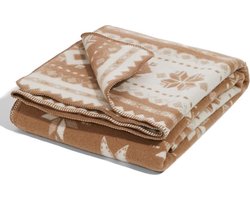 Most - Wollen jacquard bed deken Nordic - Merino wol - 200 x 220 cm - beige-wit