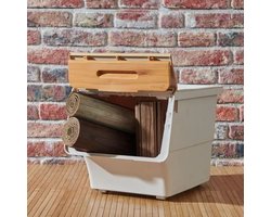 Motek® - Opbergbox - 12 L - Wielen - Opbergdoos - Opbergbox met deksel - Opbergboxen - Opbergmand - Opbergkist - Voorraadpotten - Aardappelbak - Bamboe