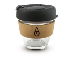 Motivai Koffiebeker To Go – 225ML (8oz) – Herbruikbare Isolerende Coffee Cup met Kurken Band – Lekvrij & BPA-vrij Glas – Duurzame Thermosbeker – Transparant