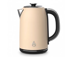 Motivai Waterkoker met Warmhoudfunctie & Temperatuurregeling – 1.7L – 2200W – BPA-vrij & PHAS-vrij RVS – Retro – Matte Beige