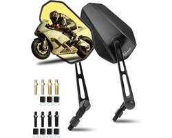 Motorfietsspiegels Stuur Spiegels Motorfiets Achteruitkijkspiegels E-MARK Gele Lens 360° Verstelbaar met M8/M10 Draadbouten voor ATV Scooter Cruiser 2-Pack
