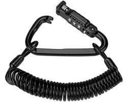 Motorhelm Slot en Kabel, Slank Zwart Stevig Combinatie Pin Vergrendelings Carabiner Apparaat voor Fietshelm Jas, Kasten en Bagage