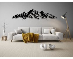 Mountain muurdecoratie - Geen boren - Wanddecoratie - Deco - Zwart - Hout - Decoratie - Art - Muurdecoratie - Line art - Wall art - Wandborden - Bohemian - kerst - kerstcadeau - wandecoratie woonkamer - kerstgeschenk