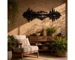 Mountain muurdecoratie - Geen boren - Wanddecoratie - Zwart - Hout - Decoratie - Art - Muurdecoratie - Line art - Wall art - Wandborden - Bohemian - kerst - kerstcadeau - wandecoratie woonkamer Bergen - Natuur - Moederdag cadeautje - Mama cadeau