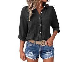 Mousseline blouse 3/4 mouw zomer blouse lange blouse luchtige blouse katoen linnen hemd tuniek losse top