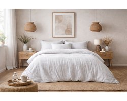 Mousseline Dekbedovertrek Wit - 100% Premium Perkaal Katoen - 240x200/220 cm + 2 kussenslopen