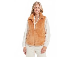 Mouwloos jasje van imitatiebont met opstaande kraag