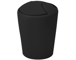 Move Prullenbak 2 Liter - Compacte Tafelafvalbak met Afneembaar Kanteldeksel - Zwart - Polypropyleen - Voor Badkamer, Keuken of Kantoor