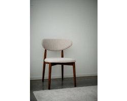 Mowelli Dianne Eetkamerstoel – met stoffen rugleuning – essenhout (FSC) – walnoot-finish