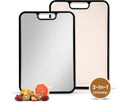 Moxu Snijplank Titanium - Cutting Board - PFAS-vrij & Antislip - Vaatwasserbestendig - Dubbelzijdig met Sapgeul - Duurzaam Keukengerei - 38,5x26,5 cm