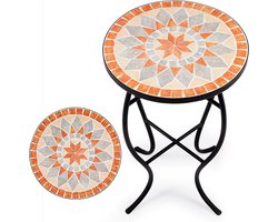 Mozaïek bijzettafel - Plantenstandaard - Decoratief gebruik - Duurzame mozaïekplaat - 355 cm - Oranje beige