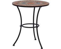 Mozaïek Bistrotafel - Balkon Tafel Tuin - Buiten Zitten Ontspannen - Keramisch Tafelblad - 60x70 cm - Oranje Grijs
