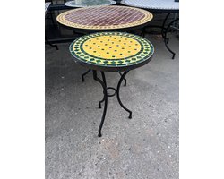 Mozaiek bistrotafel hoogte 75cm - Marokkaans handwerk - geel groen