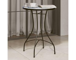 Mozaïek Bistrotafel - Tuin Tafel - Buiten Zitten - Keramisch Tafelblad - 50 x 70 cm - Blauw Wit