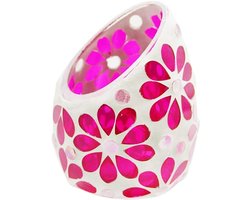 Mozaïek Glas Kandelaar met Romantische Bloem Bevel, Tafel Middenstuk voor Home Decor Bruiloft - Sfeervolle Kaarshouder - Handgemaakt - Rose Red - Geschikt voor Binnen en Buiten