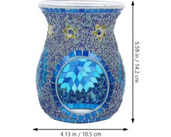 Mozaïek Glas Oliebrander - Blauw - 10.5x14.2cm - Glas