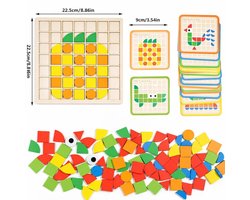 Mozaïek houten puzzelspel, kinderpuzzel, puzzel met geometrische vormen en bouwblokken, Montessori speelgoed, educatief speelgoed voor kinderen, meisjes en jongens vanaf 3 jaar - Busy Board cadeaus