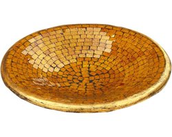 Mozaïek Kom - Decoratieve Schaal - Woonkamer Decoratie - Handgemaakt Uniek Stuk - Medium 37 cm - Geel