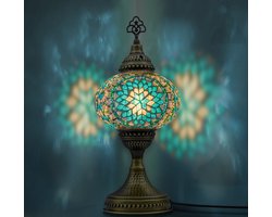 Mozaiek Lamp, Handgemaakte, Nachtlampje, Turkse, Arabisch, Oosterse, Tiffany, Marokkaanse Decoratieve Tafellampen Voor Slaapkamer, Bureau, Woonkamer En Perfecte Cadeau Voor Speciale Dagen - Turkoois