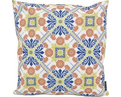 Mozaiek Oranje/Blauw Kussenhoes | Outdoor / Buiten | Katoen / Polyester | 45 x 45 cm