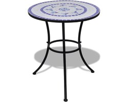 Mozaïek Tafel - Balkon Tafel Tuin - Buiten Zitten - Keramische Blad - 60x70 cm - Blauw