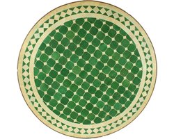 Mozaïek tafel uit Marokko - Rond - Groen wit geglazuurd - M60-30