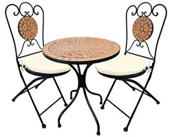 Mozaïek tuinset 5-delig met bistrotafel en inklapbare stoelen