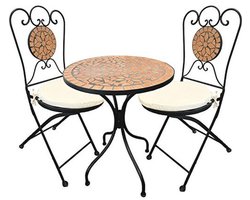 Mozaïek tuinset 5-delig met bistrotafel en inklapbare stoelen