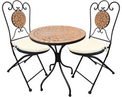 Mozaïek tuinset 5-delig met bistrotafel en inklapbare stoelen