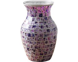 Mozaïek Vaas - Glazen Bloemenvaas voor Woonkamer Decoratie - Tweekleurig