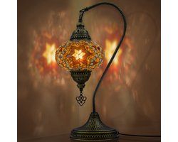 Mozaiek Zwanenhals Lamp, Handgemaakte, Nachtlampje, Turkse, Arabisch, Oosterse, Tiffany, Marokkaanse Decoratieve Tafellampen Voor Slaapkamer, Bureau, Woonkamer En Perfecte Cadeau Voor Speciale Dagen - Bruin