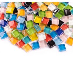 Mozaïeksteentjes Crystal glas 10 mm - mix festival; 500 gram XL-pack