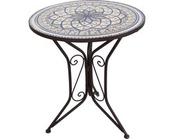 Mozaïektafel Mare - Donkerbruin Gelakt Metaal met Kleurrijke Steendecoratie