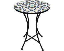 Mozaïektafel Sterdesign - Balkontafel Tuintafel - Buiten Zitten - Mediterraanse Stijl - 60 x 70 cm - Blauw