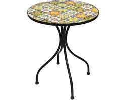 Mozaïektafel - Tuintafel Bistrotafel - Mediterrane Sfeer - Robuust Metaal Steen - 60x70 cm - Blauw