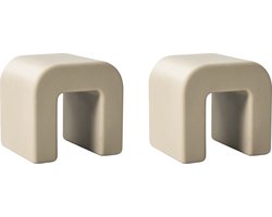 MOZIA - Bijzettafel set van 2 - Zandbeige - Synthetisch materiaal