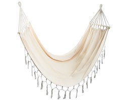 MOZY® - Hangmat - tot 200 kg - Beige - 200 x 150 cm - Boho - Japandi - Tuinhangmat - Tuin Accessoires