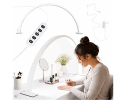 MOZY® - Manicurelamp zonder Schaduw - Boog - Wit - 3 Lichtkleuren - 10 Helderheidsniveaus - 75 cm - LED - Booglamp - Half Moon Light - Tafellamp - Maanlamp - Nagellamp - Nagelsalon - Manicure Lamp - Make-up Lamp