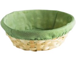 MPLCo - Multifunctionele Opbergmand - Decoratieve Mand - Mand met Cover - Natuurlijke Bamboo Organizer - Opbergmand Badkamer voor Keuken & Slaapkamer - Rond - Ø25 x 7 cm - Natuurlijk / Groen - Broodmand / Broodmandje