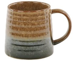 MPLCo - Ombre Insta Mok - Koffiemok met Reactieve Glazuur - Theemok Groot - Modern Design - Oven & Magnetron Bestendig - Handgemaakte Beker - Vaatwasserbestendig - Keramiek - 400ml - Groen/Bruin