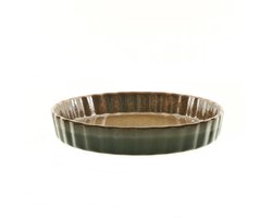 MPLCo - Ombres Taartvorm - Quiche Vorm - Ovenbestendige Bakvorm - Quiche en Bak Schaal Design - Vaatwasser & Magnetron Bestendig - Keramiek - Rond - Ø26 x 4.5 cm - Bruin/Groen