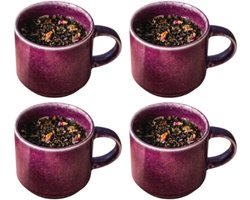 MPLCo - Stack Mok - Koffiemok met Reactieve Glazuur Handgemaakt Design - Set van 4 - Theemok - Modern Minimalistisch Servies - voor Koffie Thee Espresso - Vaatwasserbestendig - Keramiek - 350 ml - Diep Paars