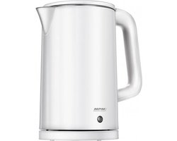 MPM - Draadloze Dubbelwandige Waterkoker 1,7 Liter - Stil in gebruik - Mat Wit