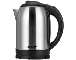 MPM Elektrische Draadloze Waterkoker – 1,7 Liter – 1800 W – Automatische Uitschakeling – Droogkookbeveiliging – 360° Draaibare Voet – Zilver