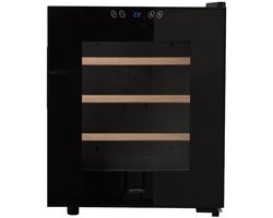 MPM Wijnkoelkast voor 16 flessen – 48 liter – Wijnklimaatkast Vrijstaand met 1 Temperatuurzone – LED Display – 30 dB – Zwart